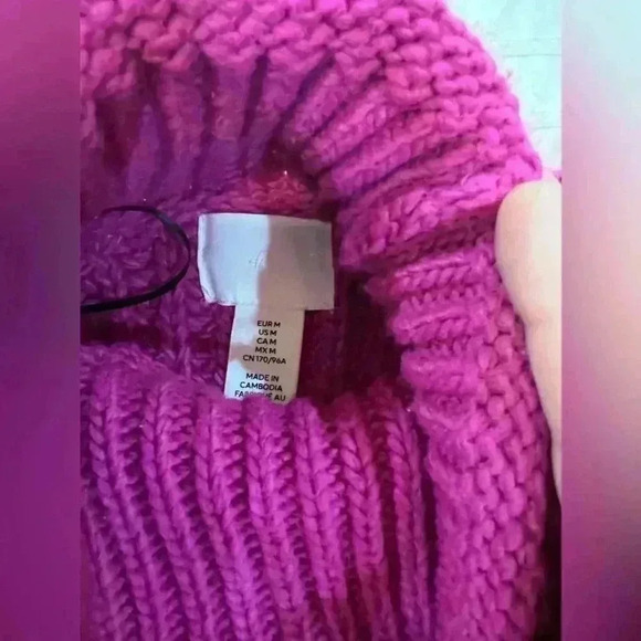 Womens fuschia chunk knit wool blend pink halter sweater size M - Picture 6 of 6